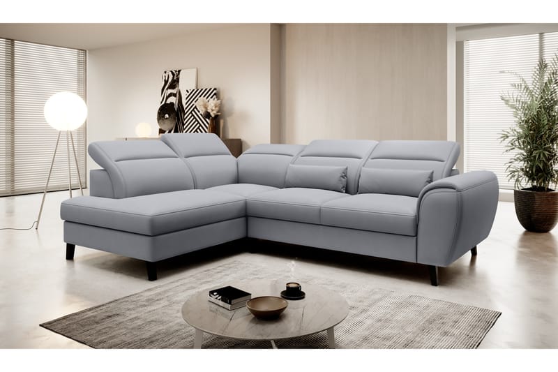 Sovesofa m. Sjeselong Yasmine 3-seter - Grå - Møbler - Sofaer - Sovesofaer - Langsgående sovesofa