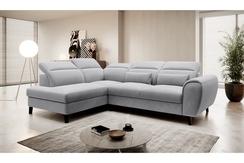 Sovesofa m. Sjeselong Yasmine 3-seter - Grå - Møbler - Sofaer - Sovesofaer - Langsgående sovesofa