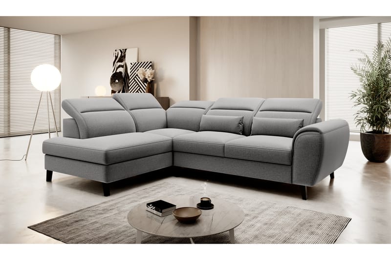 Sovesofa m. Sjeselong Yasmine 3-seter - Grå - Møbler - Sofaer - Sovesofaer - Langsgående sovesofa
