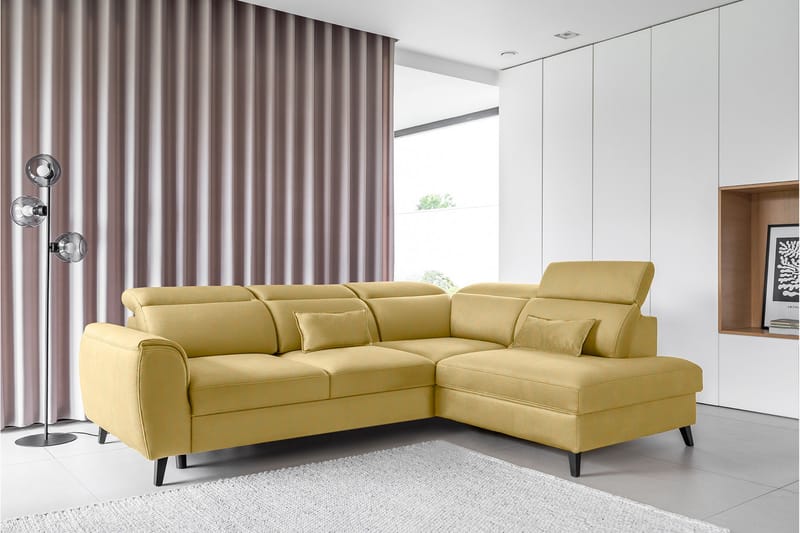 Sovesofa m. Sjeselong Yasmine 3-seter - Gul - Møbler - Sofaer - Sovesofaer - Langsgående sovesofa