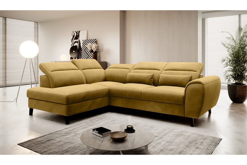 Sovesofa m. Sjeselong Yasmine 3-seter - Gul - Møbler - Sofaer - Sovesofaer - Langsgående sovesofa