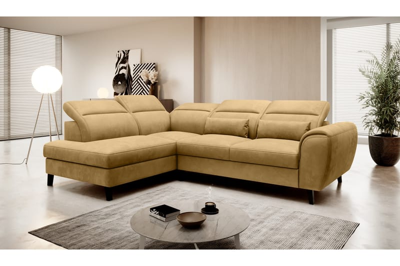 Sovesofa m. Sjeselong Yasmine 3-seter - Gul - Møbler - Sofaer - Sovesofaer - Langsgående sovesofa