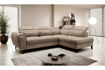Sovesofa m. Sjeselong Yasmine 3-seter - Lysebrun - Møbler - Sofaer - Sovesofaer - Langsgående sovesofa