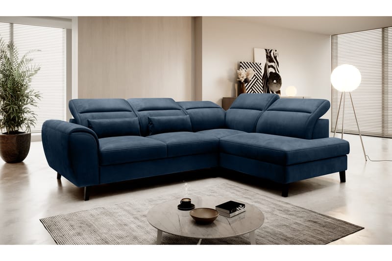 Sovesofa m. Sjeselong Yasmine 3-seter - Mørkeblå - Møbler - Sofaer - Sovesofaer - Langsgående sovesofa