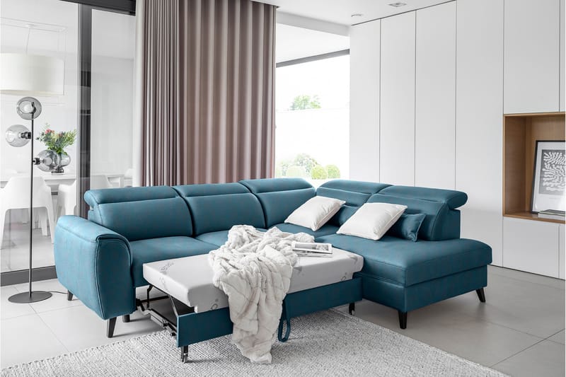 Sovesofa m. Sjeselong Yasmine 3-seter - Mørkeblå - Møbler - Sofaer - Sovesofaer - Langsgående sovesofa