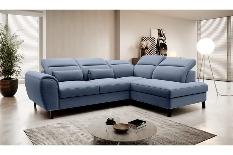 Sovesofa m. Sjeselong Yasmine 3-seter - Mørkeblå - Møbler - Sofaer - Sovesofaer - Langsgående sovesofa