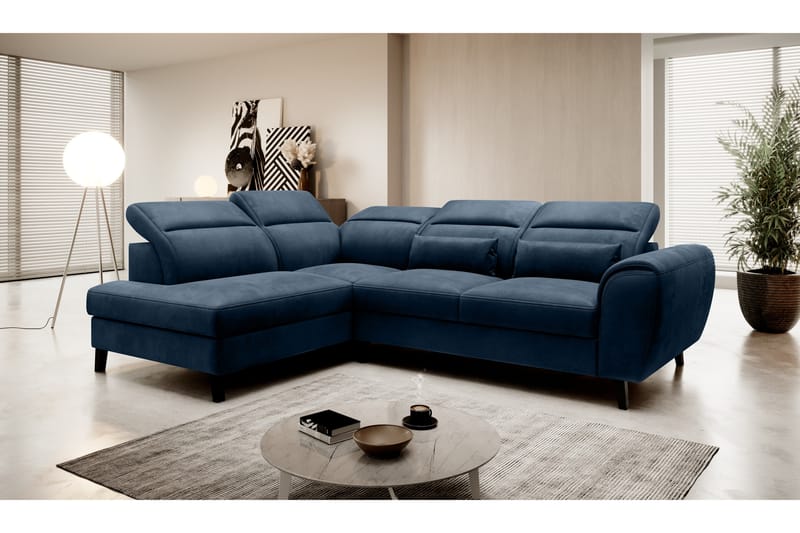 Sovesofa m. Sjeselong Yasmine 3-seter - Mørkeblå - Møbler - Sofaer - Sovesofaer - Langsgående sovesofa
