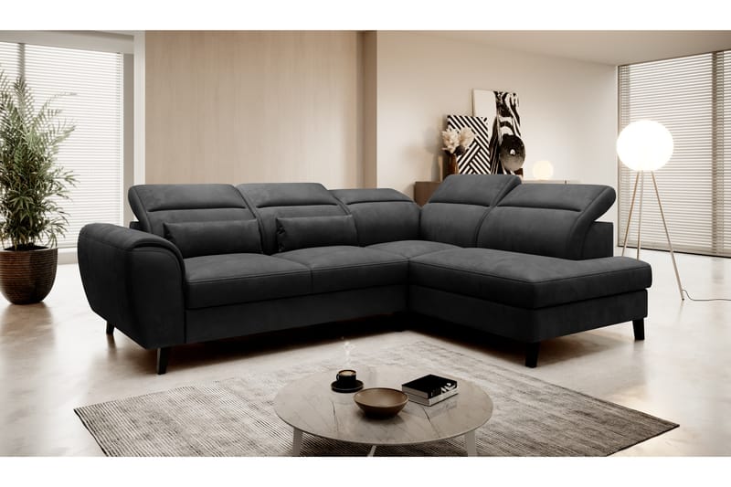 Sovesofa m. Sjeselong Yasmine 3-seter - Mørkegrå - Møbler - Sofaer - Sovesofaer - Langsgående sovesofa