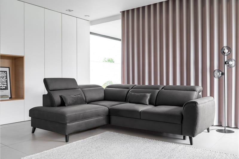 Sovesofa m. Sjeselong Yasmine 3-seter - Mørkegrå - Møbler - Sofaer - Sovesofaer - Langsgående sovesofa