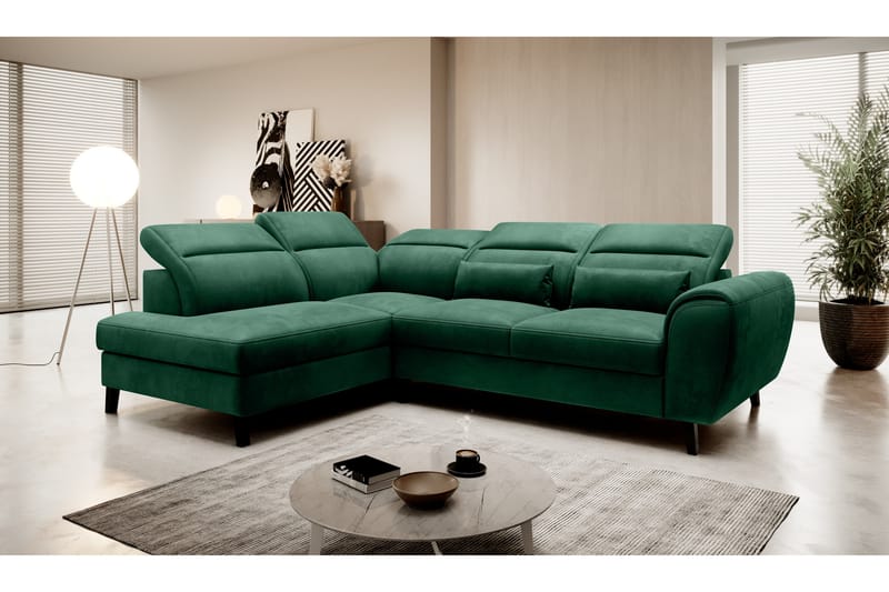 Sovesofa m. Sjeselong Yasmine 3-seter - Mørkegrønn - Møbler - Sofaer - Sovesofaer - Langsgående sovesofa