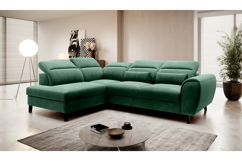 Sovesofa m. Sjeselong Yasmine 3-seter - Mørkegrønn - Møbler - Sofaer - Fløyelssofaer