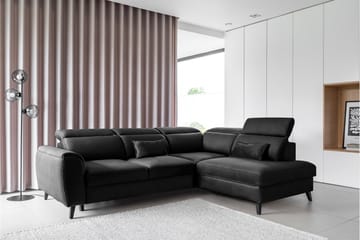 Sovesofa m. Sjeselong Yasmine 3-seter - Svart - Møbler - Sofaer - Sovesofaer - Langsgående sovesofa
