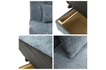 2-seter Foldbar Sovesofa med Oppbevaring i Stoff med Treramme - Lysegrå - Møbler - Sofaer - Sovesofaer - 3 seters sovesofa