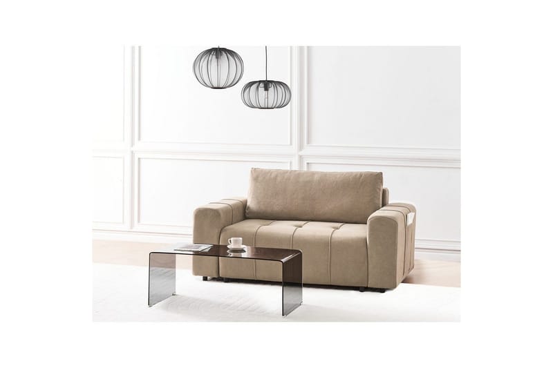 2-seters sofa Innvik - Brun, 121x156 cm - Møbler - Sofaer - Sovesofaer - 2 seters sovesofa