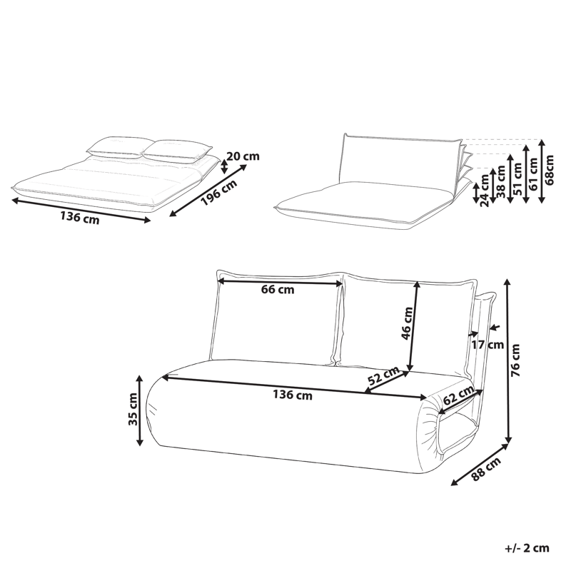 2-seters sofa Roros - Off-White - Møbler - Sofaer - Sovesofaer - 2 seters sovesofa