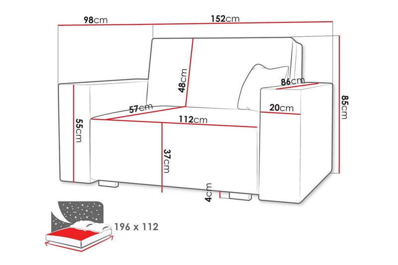 2-seters Sovesofa Denegal - Beige - 2 seters sovesofa