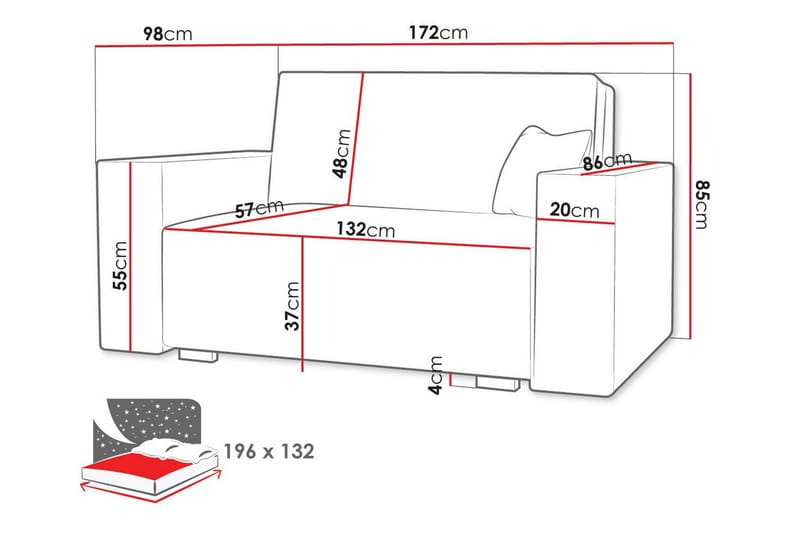 2-seters Sovesofa Denegal - Beige - 2 seters sovesofa