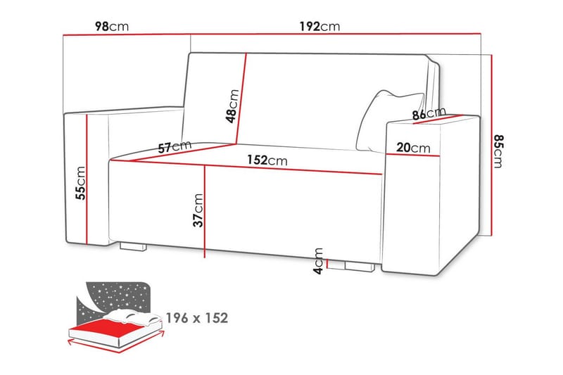 2-seters Sovesofa Denegal - Beige - 2 seters sovesofa