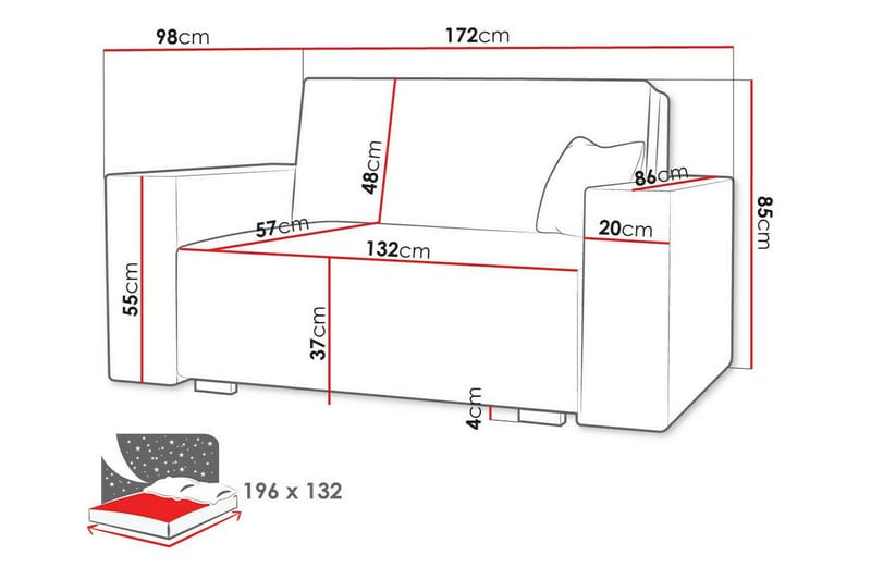 2-seters Sovesofa Denegal - Lysebrun/Beige - 2 seters sovesofa