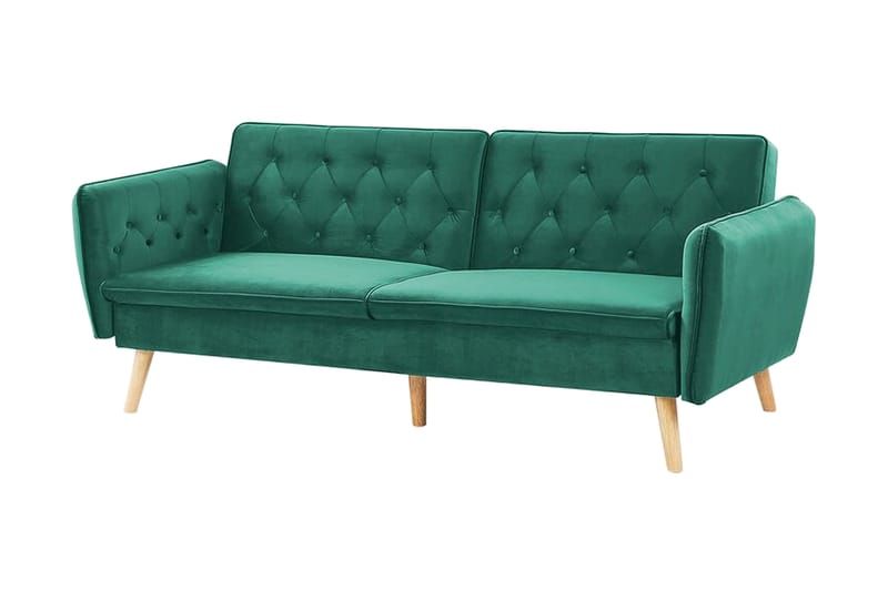 2-seters Sovesofa Keianes - Fløyel/Mørkegrønn - Møbler - Sofaer - Sovesofaer - 2 seters sovesofa