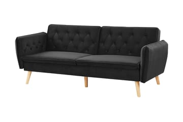 2-seters Sovesofa Keianes - Fløyel/Svart - Møbler - Sofaer - Sovesofaer - 2 seters sovesofa