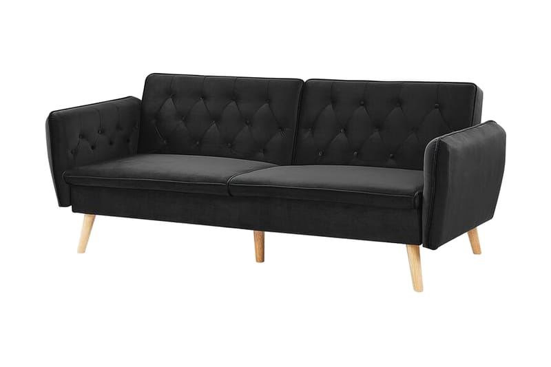 2-seters Sovesofa Keianes - Fløyel/Svart - Møbler - Sofaer - Sovesofaer - 2 seters sovesofa