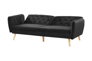 2-seters Sovesofa Keianes - Fløyel/Svart - Møbler - Sofaer - Sovesofaer - 2 seters sovesofa