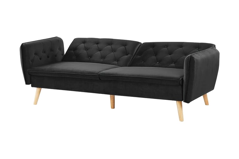 2-seters Sovesofa Keianes - Fløyel/Svart - Møbler - Sofaer - Sovesofaer - 2 seters sovesofa