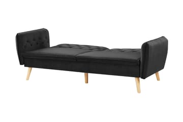 2-seters Sovesofa Keianes - Fløyel/Svart - Møbler - Sofaer - Sovesofaer - 2 seters sovesofa