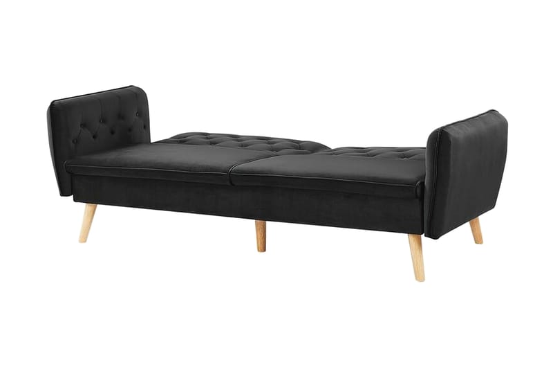 2-seters Sovesofa Keianes - Fløyel/Svart - Møbler - Sofaer - Sovesofaer - 2 seters sovesofa