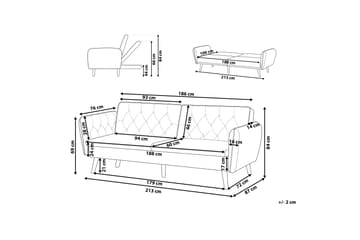 2-seters Sovesofa Keianes - Fløyel/Svart - Møbler - Sofaer - Sovesofaer - 2 seters sovesofa