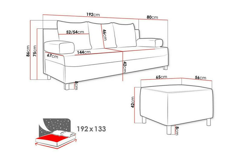 2-seters Sovesofa Kintore - Beige - 2 seters sovesofa