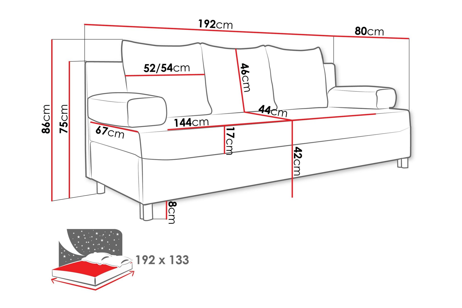 2-seters Sovesofa Kintore - Lysegrå/Mørkegrå - Møbler - Sofaer - Sovesofaer - 2 seters sovesofa