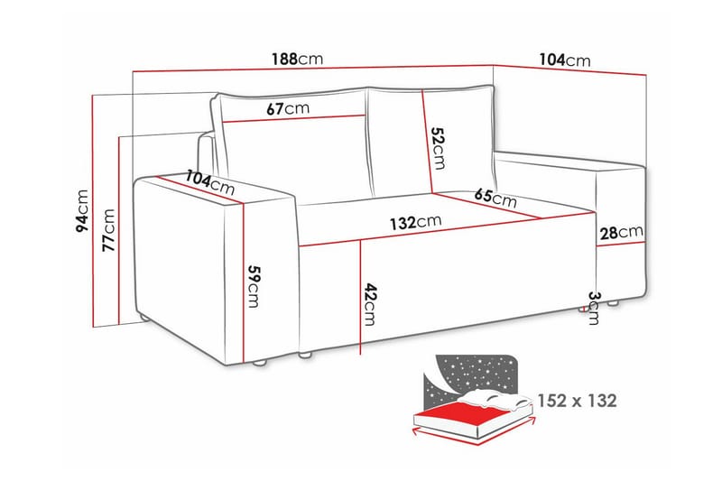 2-seters Sovesofa Knocklong - Cream - 2 seters sovesofa