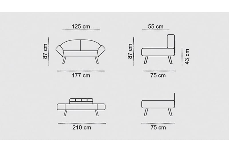 Albertina Sovesofa 2-seter - Burgunder - Møbler - Sofaer - Sovesofaer - 2 seters sovesofa