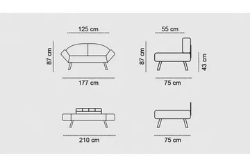 Albertina Sovesofa 2-seter - Grå - Møbler - Sofaer - Sovesofaer - 2 seters sovesofa