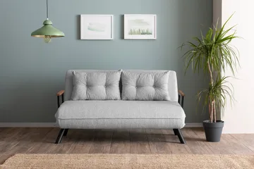 Alfredton 2-seter Utrettbar Sammenleggbar Sovesofa i Bouclé med Metallben - Grå - Møbler - Sofaer - Sovesofaer - 2 seters sovesofa