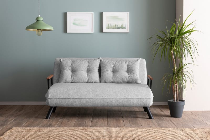 Alfredton 2-seter Utrettbar Sammenleggbar Sovesofa i Bouclé med Metallben - Grå - Møbler - Sofaer - Sovesofaer - 2 seters sovesofa
