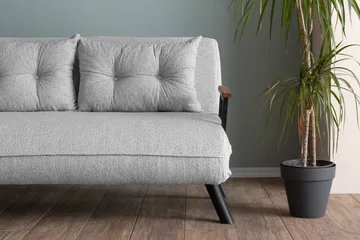 Alfredton 2-seter Utrettbar Sammenleggbar Sovesofa i Bouclé med Metallben - Grå - Møbler - Sofaer - Sovesofaer - 2 seters sovesofa