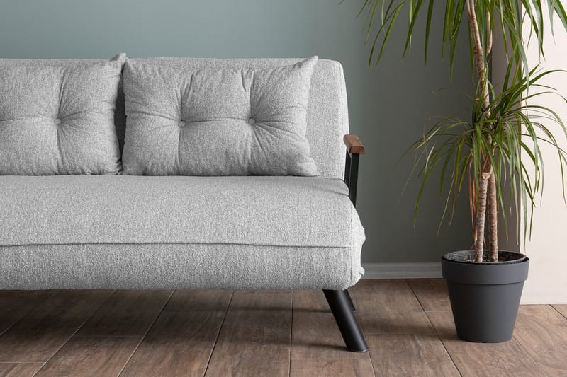 Alfredton 2-seter Utrettbar Sammenleggbar Sovesofa i Bouclé med Metallben - Grå - Møbler - Sofaer - Sovesofaer - 2 seters sovesofa