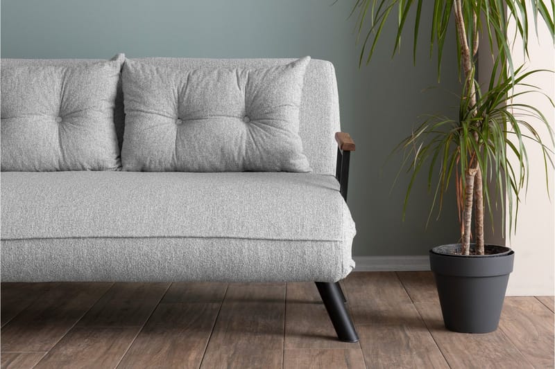 Alfredton 2-seter Utrettbar Sammenleggbar Sovesofa i Bouclé med Metallben - Grå - Møbler - Sofaer - Sovesofaer - 2 seters sovesofa