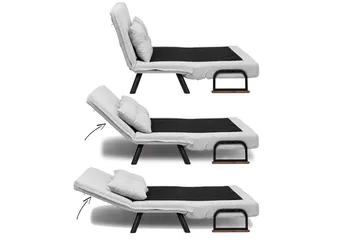 Alfredton 2-seter Utrettbar Sammenleggbar Sovesofa i Bouclé med Metallben - Grå - Møbler - Sofaer - Sovesofaer - 2 seters sovesofa