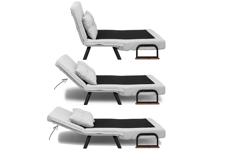 Alfredton 2-seter Utrettbar Sammenleggbar Sovesofa i Bouclé med Metallben - Grå - Møbler - Sofaer - Sovesofaer - 2 seters sovesofa
