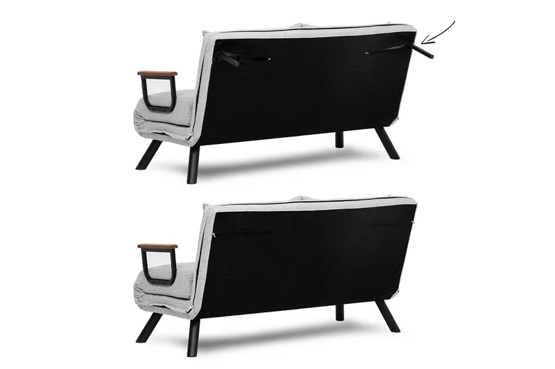 Alfredton 2-seter Utrettbar Sammenleggbar Sovesofa i Bouclé med Metallben - Grå - Møbler - Sofaer - Sovesofaer - 2 seters sovesofa
