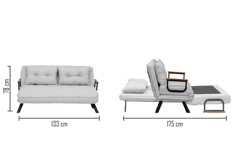 Alfredton 2-seter Utrettbar Sammenleggbar Sovesofa i Bouclé med Metallben - Grå - Møbler - Sofaer - Sovesofaer - 2 seters sovesofa