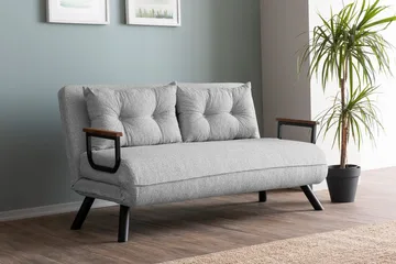 Alfredton 2-seter Utrettbar Sammenleggbar Sovesofa i Bouclé med Metallben - Grå - Møbler - Sofaer - Sovesofaer - 2 seters sovesofa