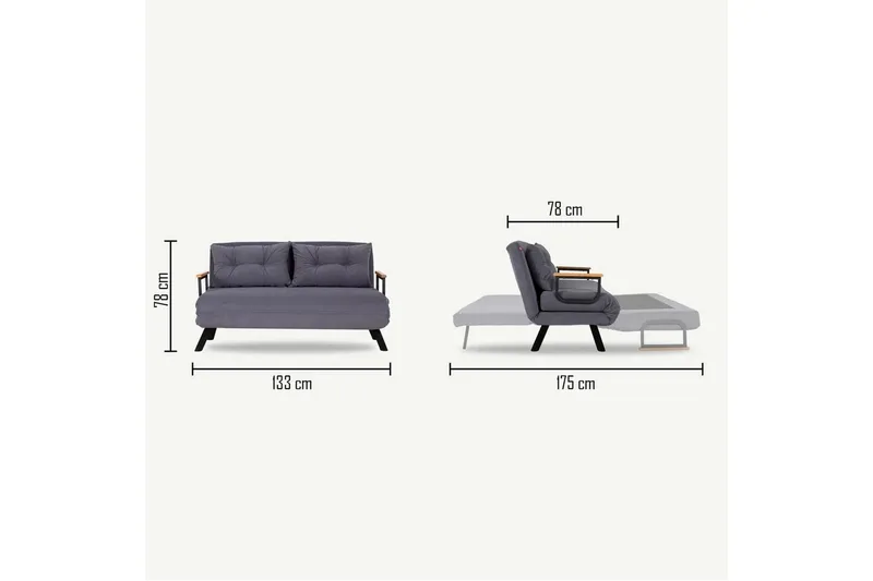 Alfredton Sovesofa - Mørkegrå - Møbler - Sofaer - Sovesofaer - 2 seters sovesofa