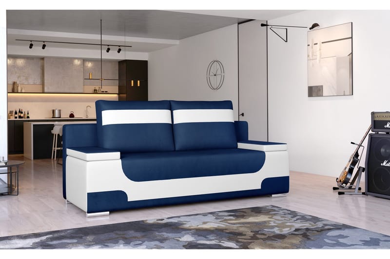 Amiranda 2-seter Sovesofa, Blå/Hvit