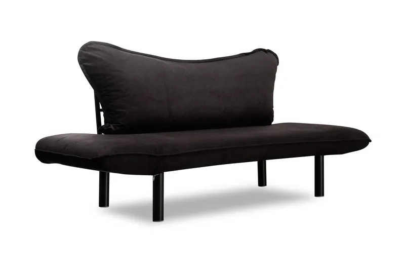 Annabelle 2-seter Foldbar Sovesofa 66x182 cm i Fløyel - Sort - Møbler - Sofaer - Sovesofaer - 2 seters sovesofa
