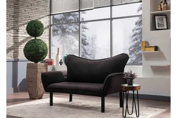 Annabelle 2-seter Foldbar Sovesofa 66x182 cm i Fløyel - Sort - Møbler - Sofaer - Sovesofaer - 2 seters sovesofa